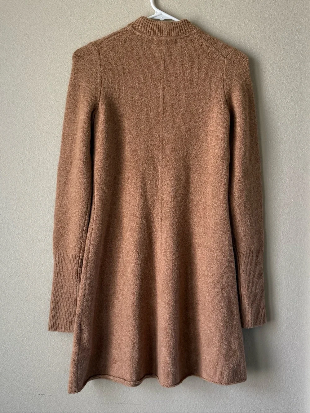 Madewell XS Cotton-Wool Sweater Mini Dress Heather Caramel Preppy Quiet Luxury